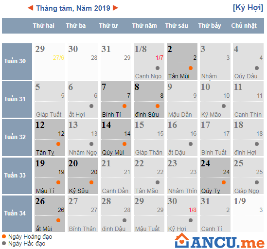 Tra cứu ngày tốt: Mùng 6 tháng 8 âm năm 2019 có hợp tuổi?