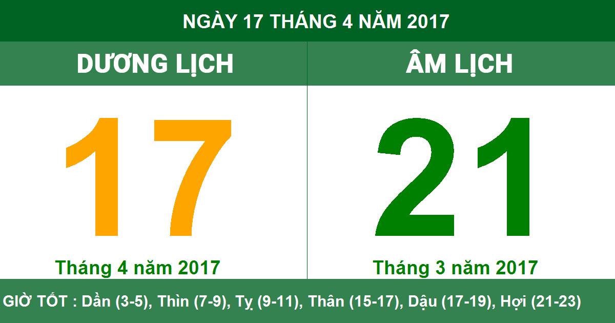 Xem lịch dương tháng 4 năm 2017 (Chi tiết ngày tốt xấu)