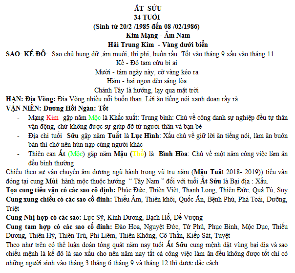 Tử vi năm 2018 cho nam tuổi Ất Sửu 1985: Những điều cần lưu ý