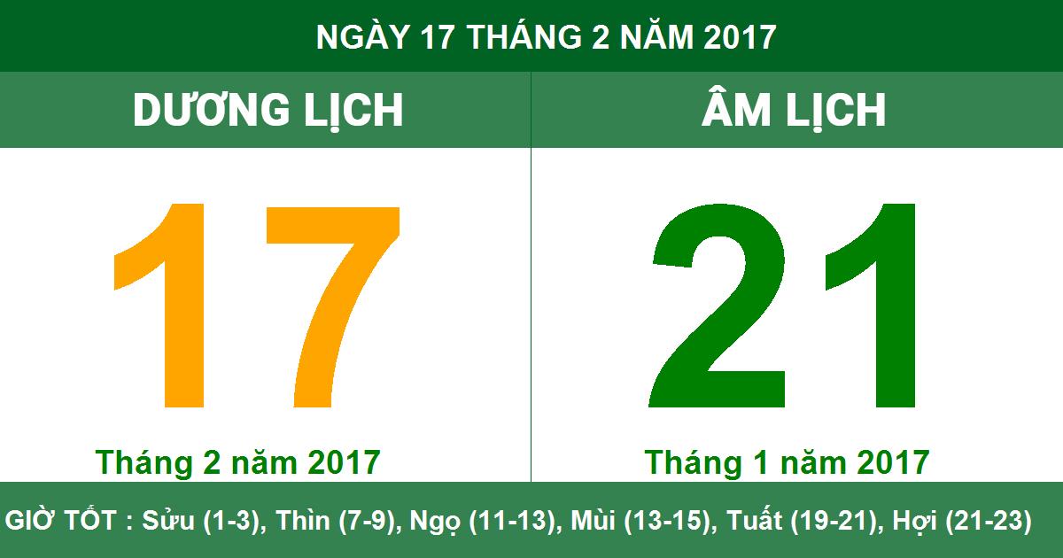 Lịch 2017 tháng 2 âm lịch và dương lịch đầy đủ chi tiết nhất